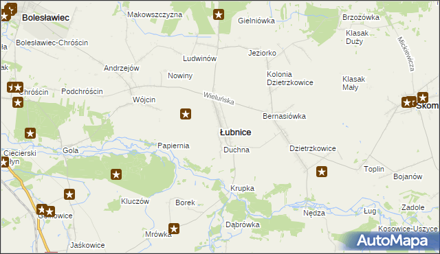 mapa Łubnice powiat wieruszowski, Łubnice powiat wieruszowski na mapie Targeo