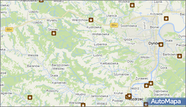 mapa Łubno gmina Dynów, Łubno gmina Dynów na mapie Targeo