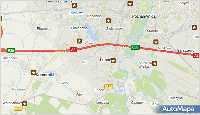 mapa Luboń powiat poznański, Luboń powiat poznański na mapie Targeo