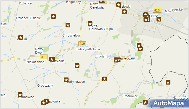 mapa Lubotyń gmina Kietrz, Lubotyń gmina Kietrz na mapie Targeo