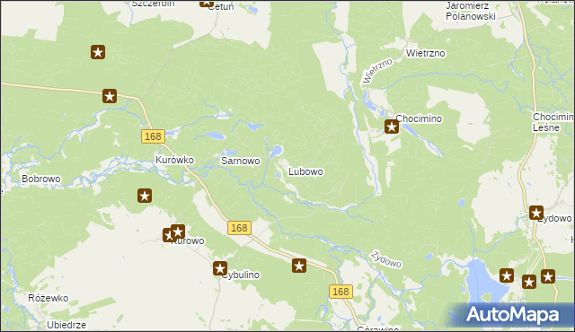 mapa Lubowo gmina Bobolice, Lubowo gmina Bobolice na mapie Targeo