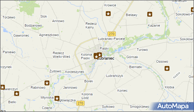 mapa Lubraniec, Lubraniec na mapie Targeo