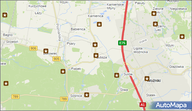 mapa Lubsza gmina Woźniki, Lubsza gmina Woźniki na mapie Targeo