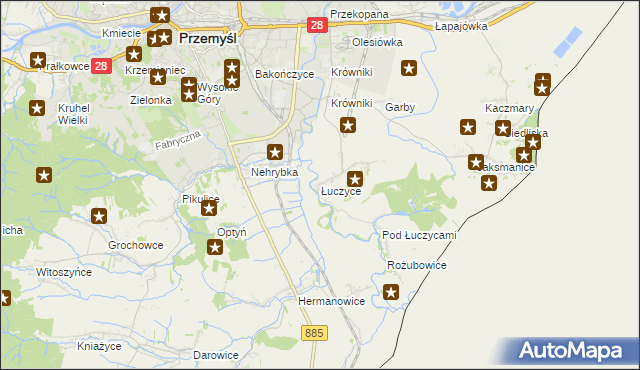 mapa Łuczyce gmina Przemyśl, Łuczyce gmina Przemyśl na mapie Targeo