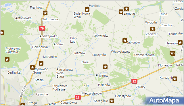 mapa Łuczynów gmina Policzna, Łuczynów gmina Policzna na mapie Targeo