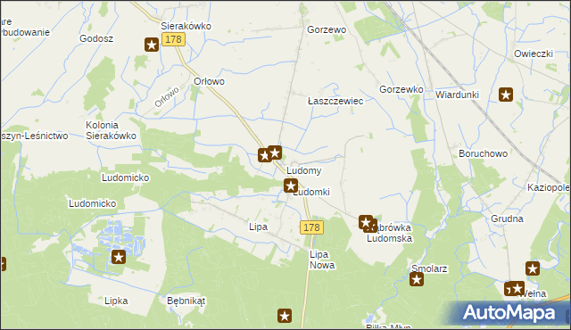 mapa Ludomy, Ludomy na mapie Targeo