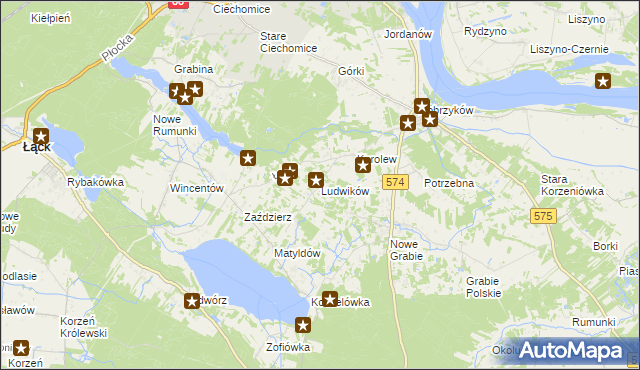 mapa Ludwików gmina Gąbin, Ludwików gmina Gąbin na mapie Targeo