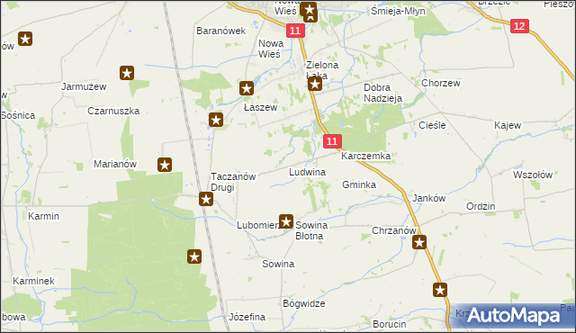 mapa Ludwina gmina Pleszew, Ludwina gmina Pleszew na mapie Targeo
