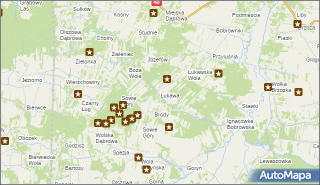 mapa Łukawa gmina Głowaczów, Łukawa gmina Głowaczów na mapie Targeo