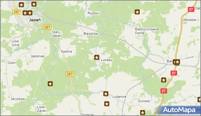 mapa Łukawy, Łukawy na mapie Targeo