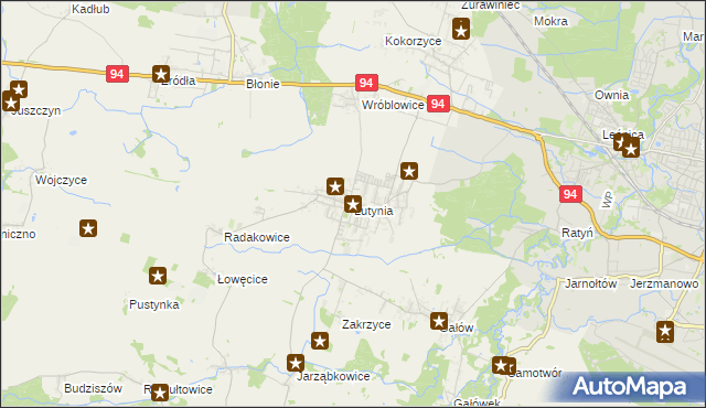 mapa Lutynia gmina Miękinia, Lutynia gmina Miękinia na mapie Targeo