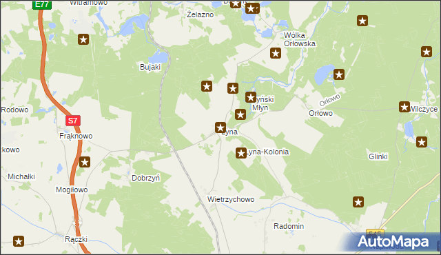 mapa Łyna, Łyna na mapie Targeo