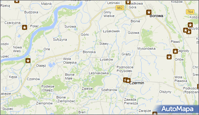 mapa Łysaków gmina Czermin, Łysaków gmina Czermin na mapie Targeo