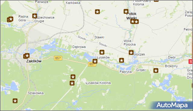 mapa Łysaków gmina Zaklików, Łysaków gmina Zaklików na mapie Targeo