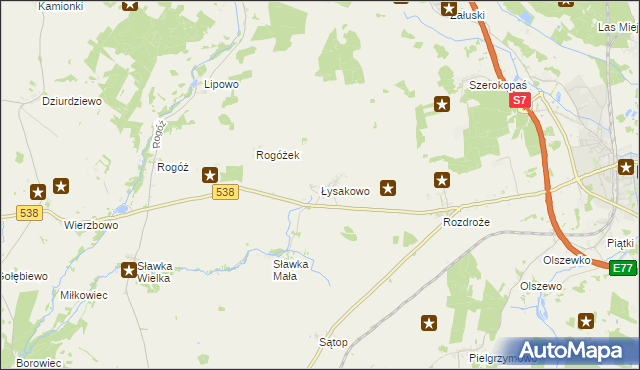 mapa Łysakowo gmina Nidzica, Łysakowo gmina Nidzica na mapie Targeo