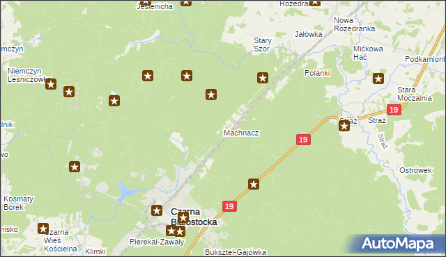 mapa Machnacz gmina Czarna Białostocka, Machnacz gmina Czarna Białostocka na mapie Targeo