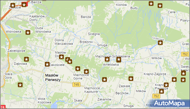 mapa Mąchocice-Scholasteria, Mąchocice-Scholasteria na mapie Targeo