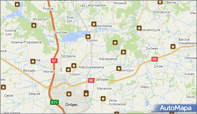 mapa Maciejowice gmina Grójec, Maciejowice gmina Grójec na mapie Targeo