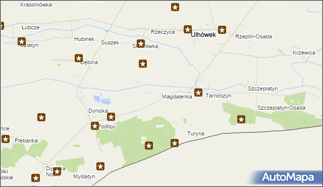 mapa Magdalenka gmina Ulhówek, Magdalenka gmina Ulhówek na mapie Targeo