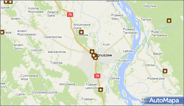 mapa Magnuszew, Magnuszew na mapie Targeo