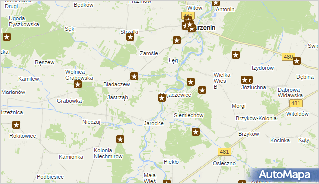 mapa Majaczewice, Majaczewice na mapie Targeo