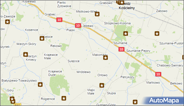 mapa Makomazy, Makomazy na mapie Targeo