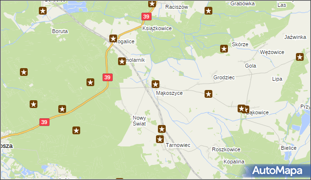 mapa Mąkoszyce gmina Lubsza, Mąkoszyce gmina Lubsza na mapie Targeo