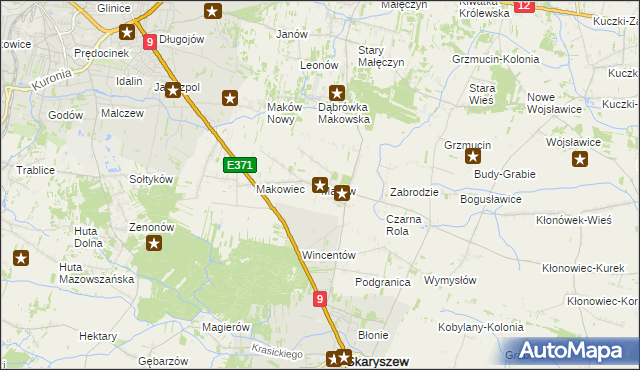 mapa Maków gmina Skaryszew, Maków gmina Skaryszew na mapie Targeo