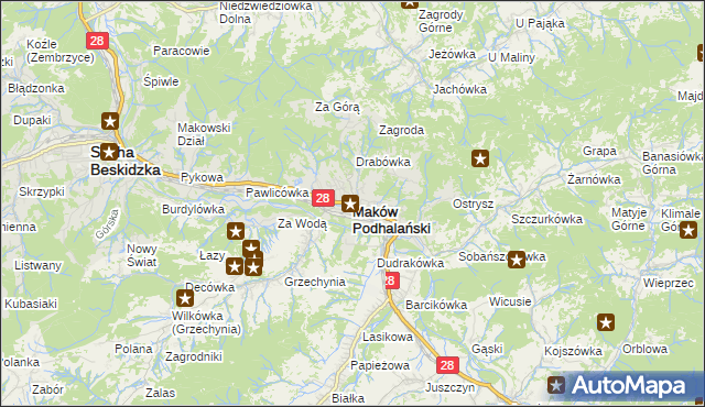 mapa Maków Podhalański, Maków Podhalański na mapie Targeo