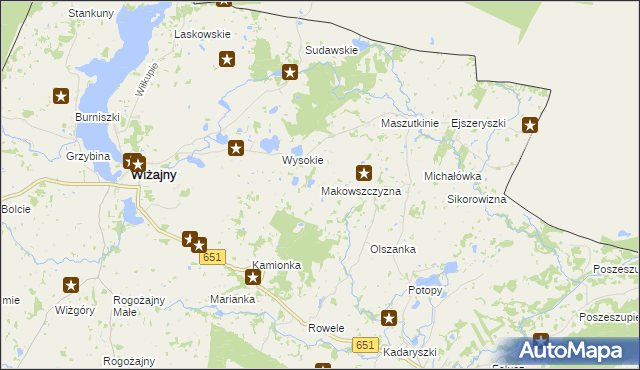 mapa Makowszczyzna gmina Wiżajny, Makowszczyzna gmina Wiżajny na mapie Targeo