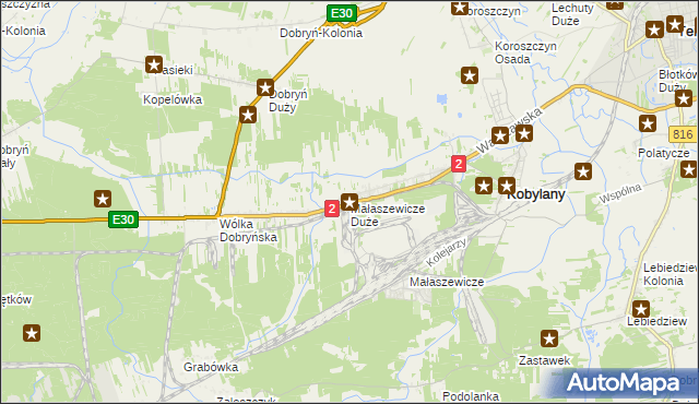 mapa Małaszewicze Duże, Małaszewicze Duże na mapie Targeo