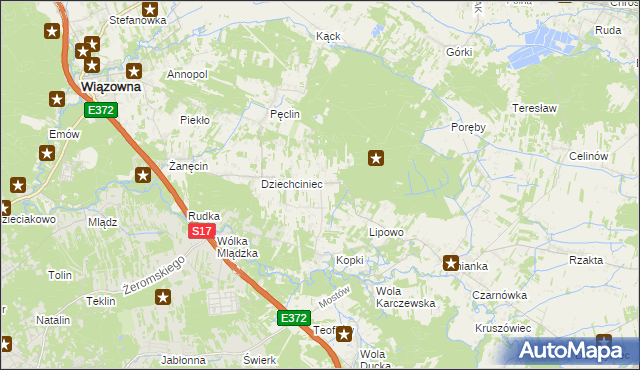 mapa Malcanów gmina Wiązowna, Malcanów gmina Wiązowna na mapie Targeo