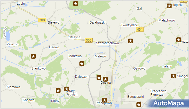 mapa Malewo gmina Gostyń, Malewo gmina Gostyń na mapie Targeo