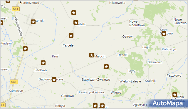 mapa Małocin gmina Bieżuń, Małocin gmina Bieżuń na mapie Targeo