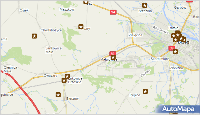 mapa Małujowice, Małujowice na mapie Targeo