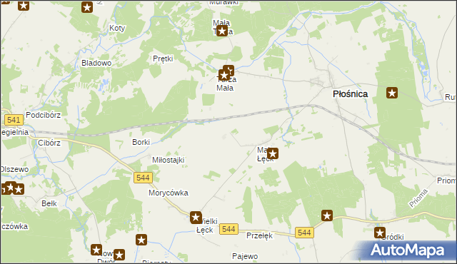 mapa Mały Łęck Osada, Mały Łęck Osada na mapie Targeo