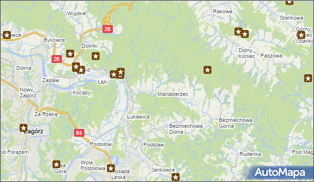 mapa Manasterzec, Manasterzec na mapie Targeo