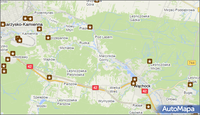 mapa Marcinków gmina Wąchock, Marcinków gmina Wąchock na mapie Targeo