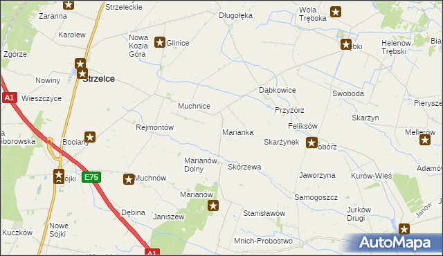 mapa Marianka gmina Strzelce, Marianka gmina Strzelce na mapie Targeo