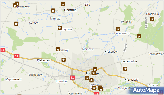 mapa Marszew gmina Pleszew, Marszew gmina Pleszew na mapie Targeo
