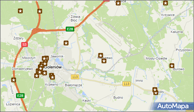 mapa Marszewo gmina Goleniów, Marszewo gmina Goleniów na mapie Targeo