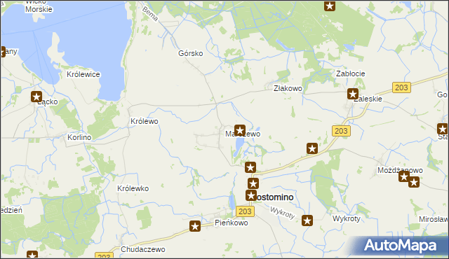 mapa Marszewo gmina Postomino, Marszewo gmina Postomino na mapie Targeo
