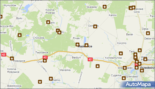 mapa Masłowice powiat radomszczański, Masłowice powiat radomszczański na mapie Targeo
