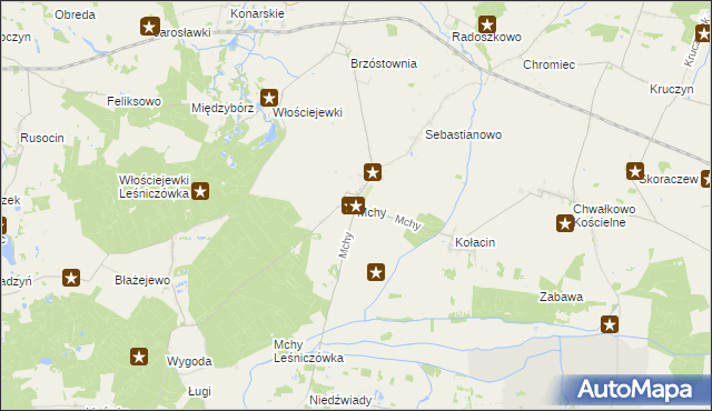 mapa Mchy gmina Książ Wielkopolski, Mchy gmina Książ Wielkopolski na mapie Targeo