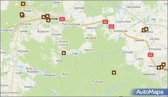mapa Mechlin gmina Gielniów, Mechlin gmina Gielniów na mapie Targeo