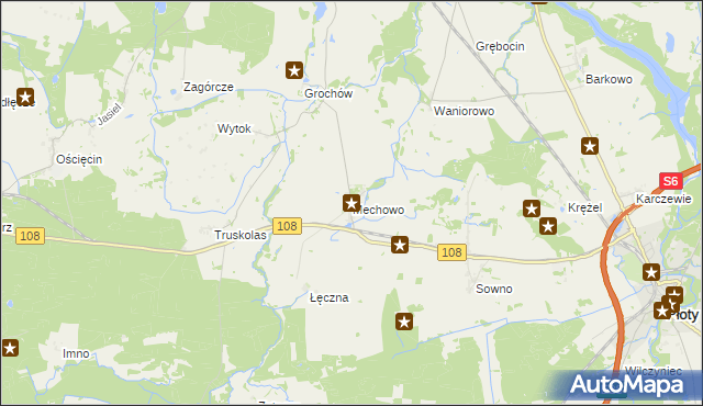 mapa Mechowo gmina Płoty, Mechowo gmina Płoty na mapie Targeo