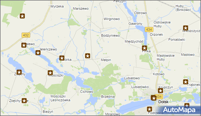 mapa Mełpin, Mełpin na mapie Targeo