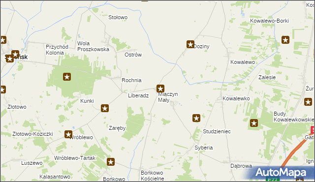 mapa Miączyn Mały, Miączyn Mały na mapie Targeo