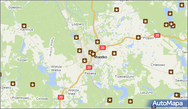 mapa Miastko powiat bytowski, Miastko powiat bytowski na mapie Targeo