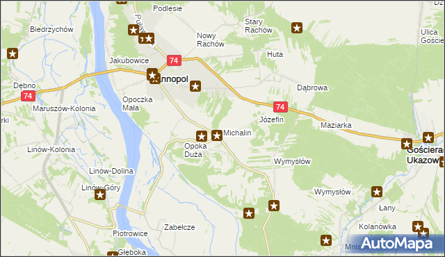 mapa Michalin gmina Annopol, Michalin gmina Annopol na mapie Targeo